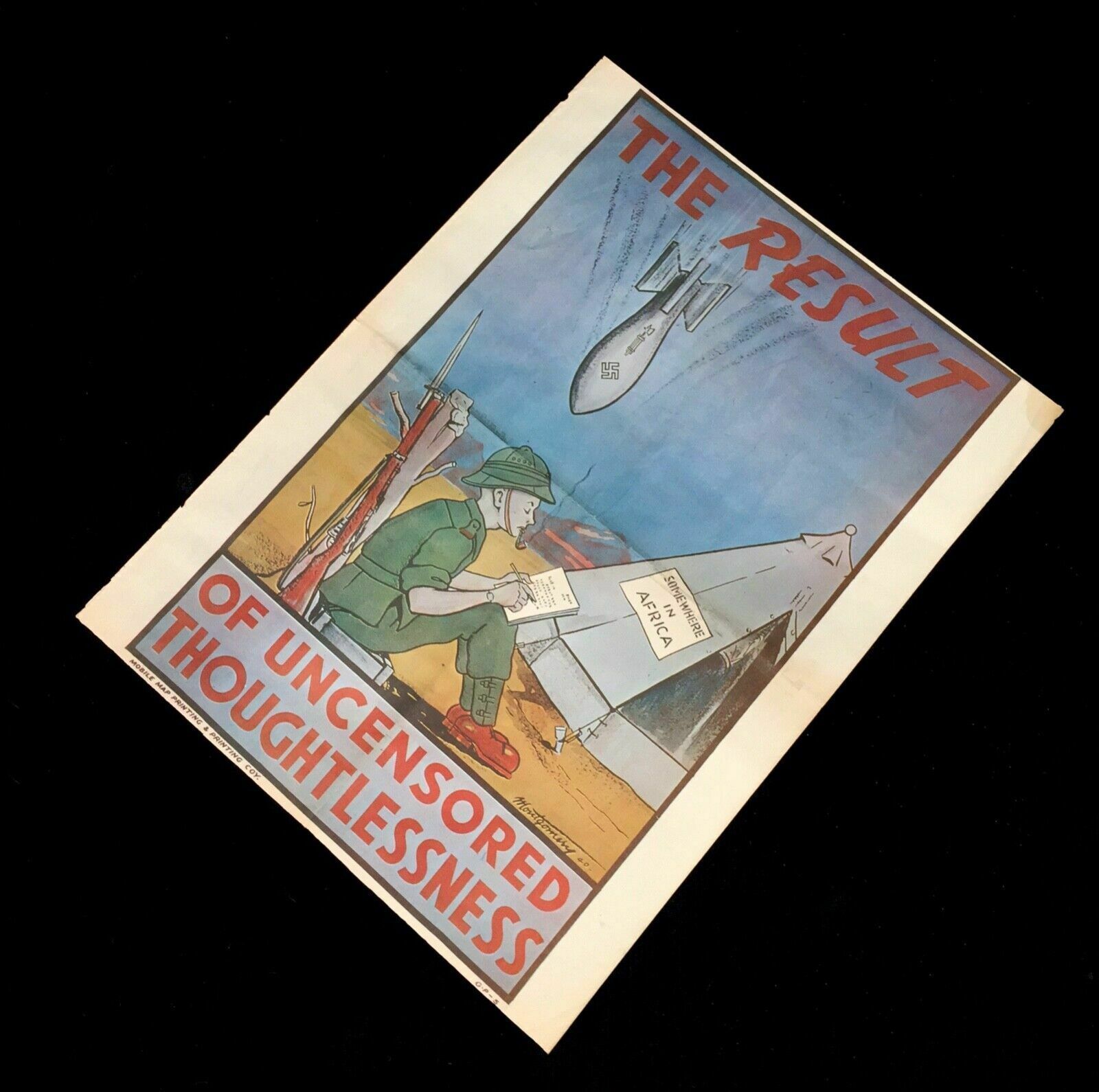Wwii Propaganda Poster   Framed   The Result Of Uncensored Thoughtlessness photo 99.0