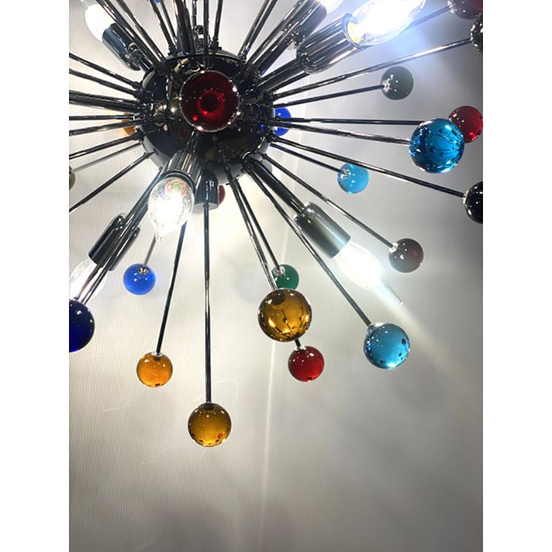Contemporary Multicolor “Star” Murano Style Glass Sputnik Gold Chandelier photo 6800.0
