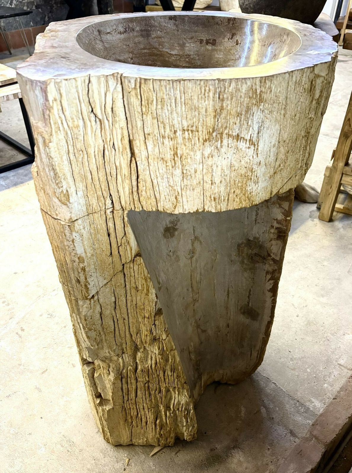 Organic Modern Petrified Wood Pedestal Sink, Idn 2025 photo vinterior