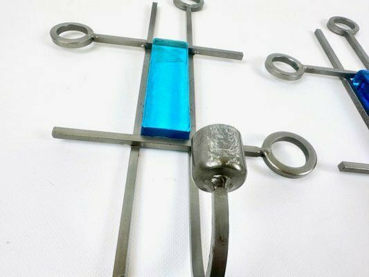 Danish Modernist Welded Iron Wall Candleholders From Ferro Art, 1970s, Set Of 2 photo for sale