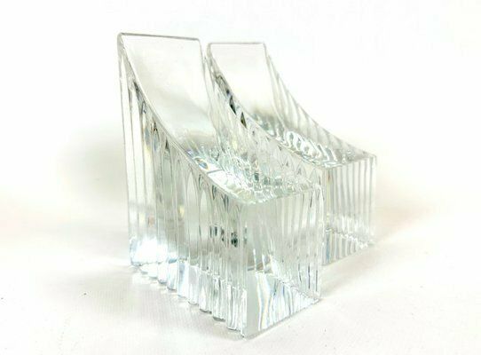 Mid Century Crystal Glass Bookends, 1970s, Set Of 2 photo furniture