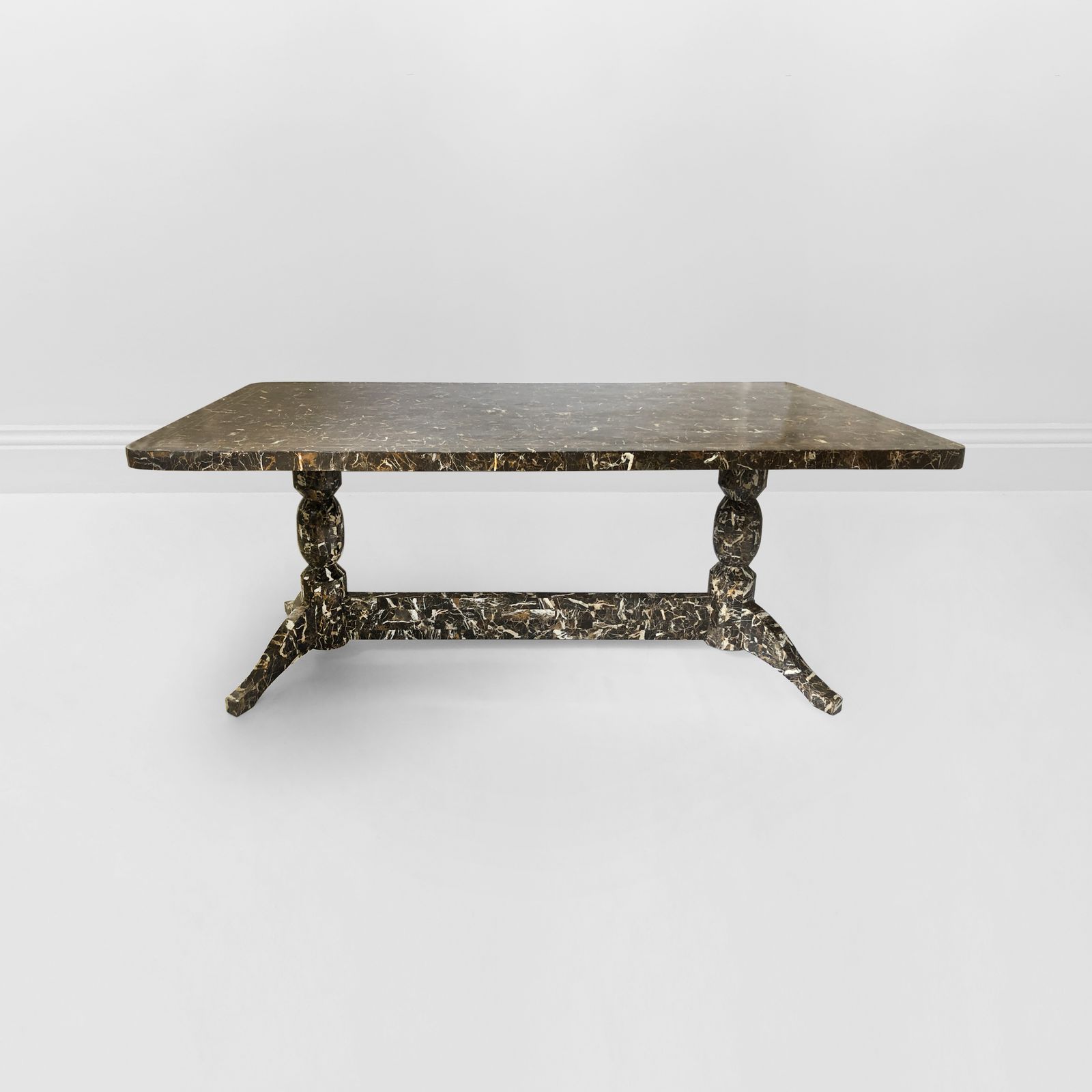 Maitland Smith Marble Tessellated Dining Table 1980s USA Post Modern Vintage photo vinterior