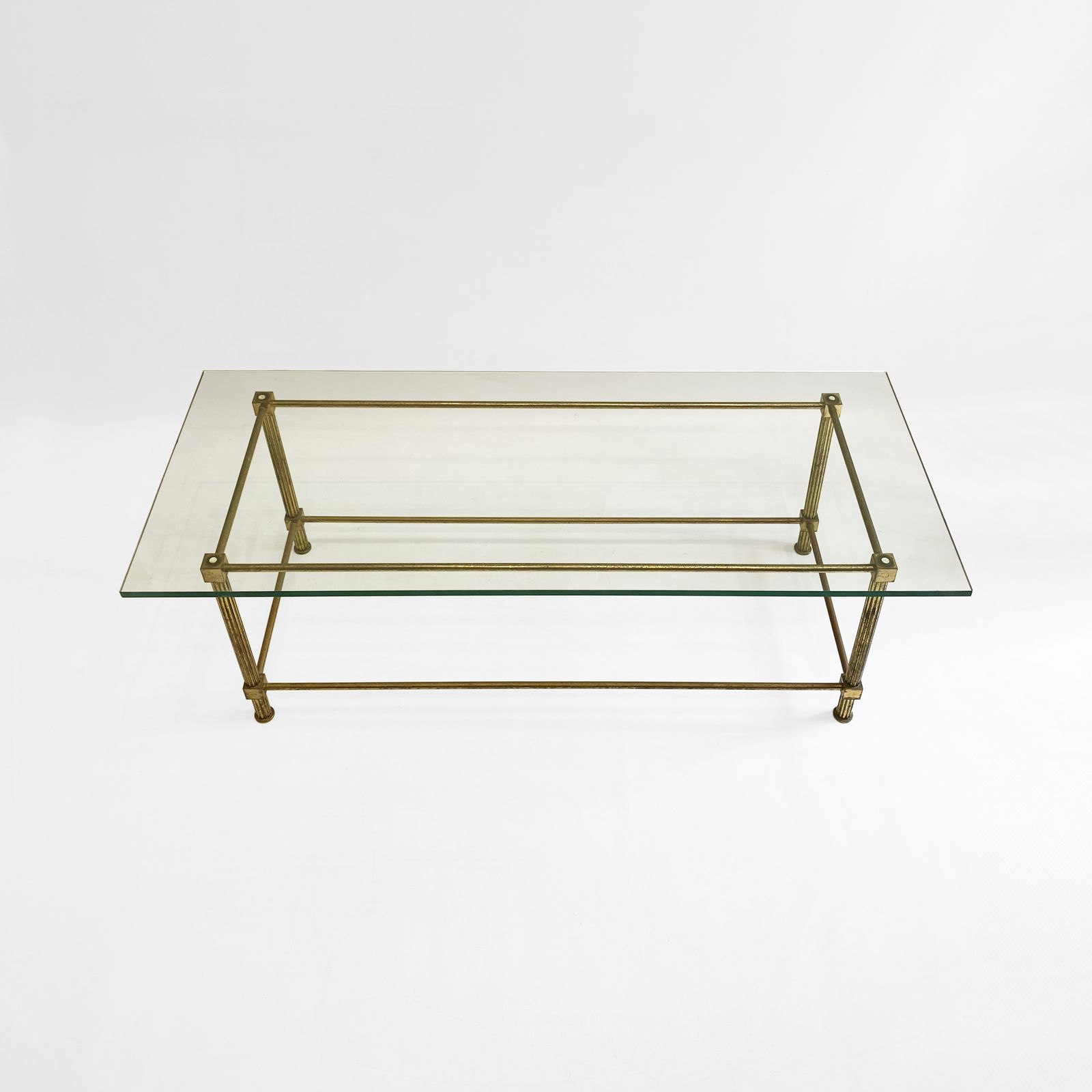 Aldo Tura Brass Coffee Table 1960s Midcentury Glass Neoclassical photo for sale