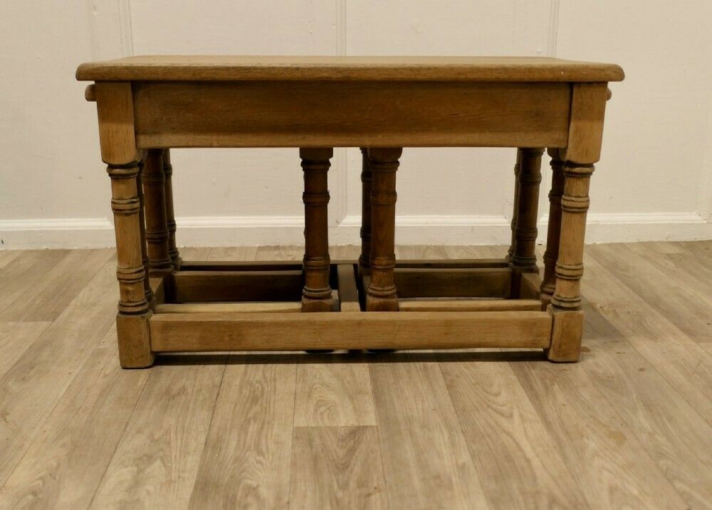 Stylish Arts And Crafts Nest Of Oak Tables