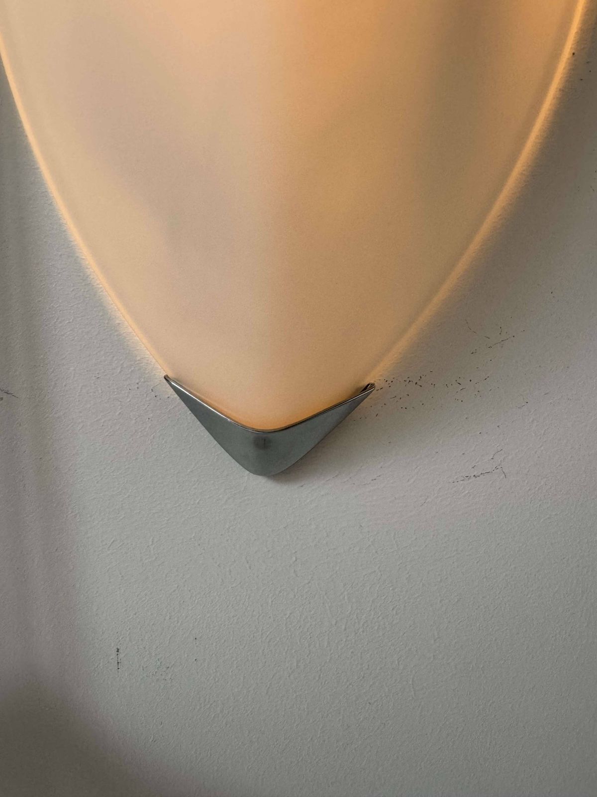 Pair Of Vintage Wall Lights, Chrome And Sandblasted Glass, Italy 1980. photo buy