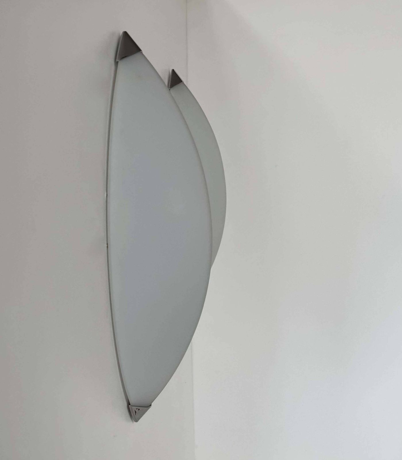photo furniture Pair Of Vintage Wall Lights, Chrome And Sandblasted Glass, Italy 1980.