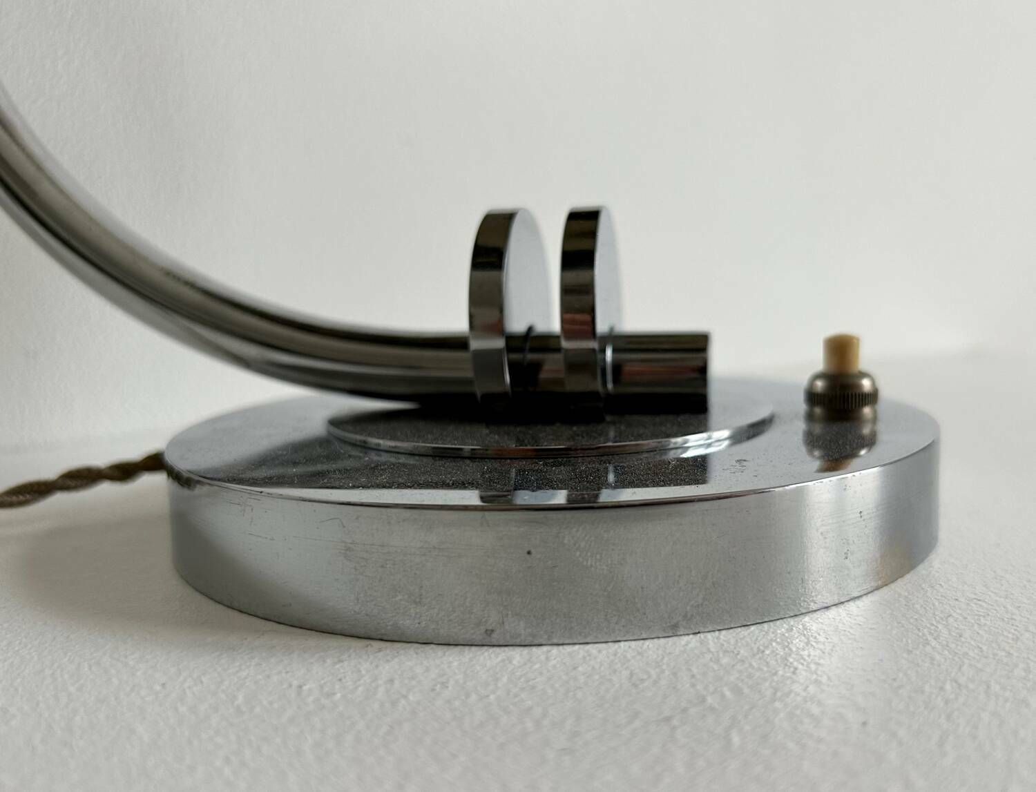 Vintage Table Lamp, Modernist Chrome Metal, France 1930 photo 398.0