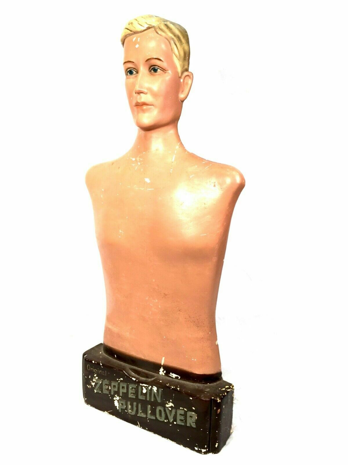 Antique Advertising   Shop Display Mens Torso Mannequin Zeppelin Pullover C.1950 photo for sale