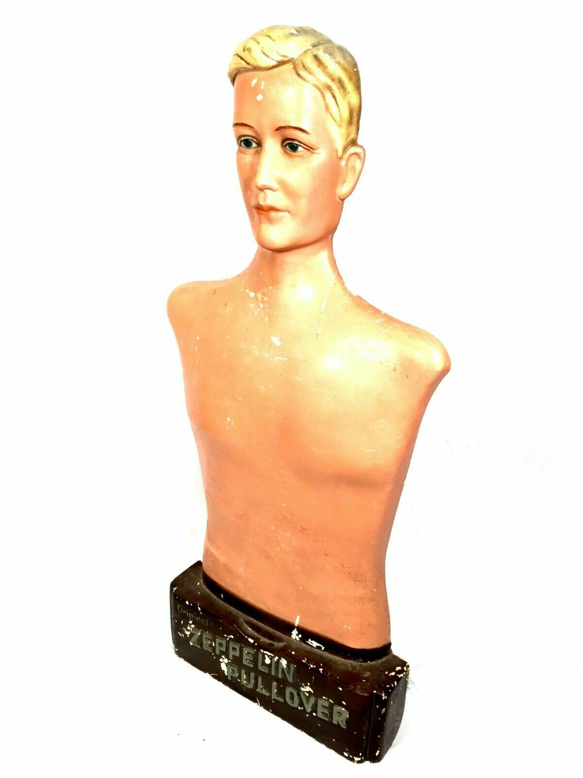 photo furniture Antique Advertising   Shop Display Mens Torso Mannequin Zeppelin Pullover C.1950