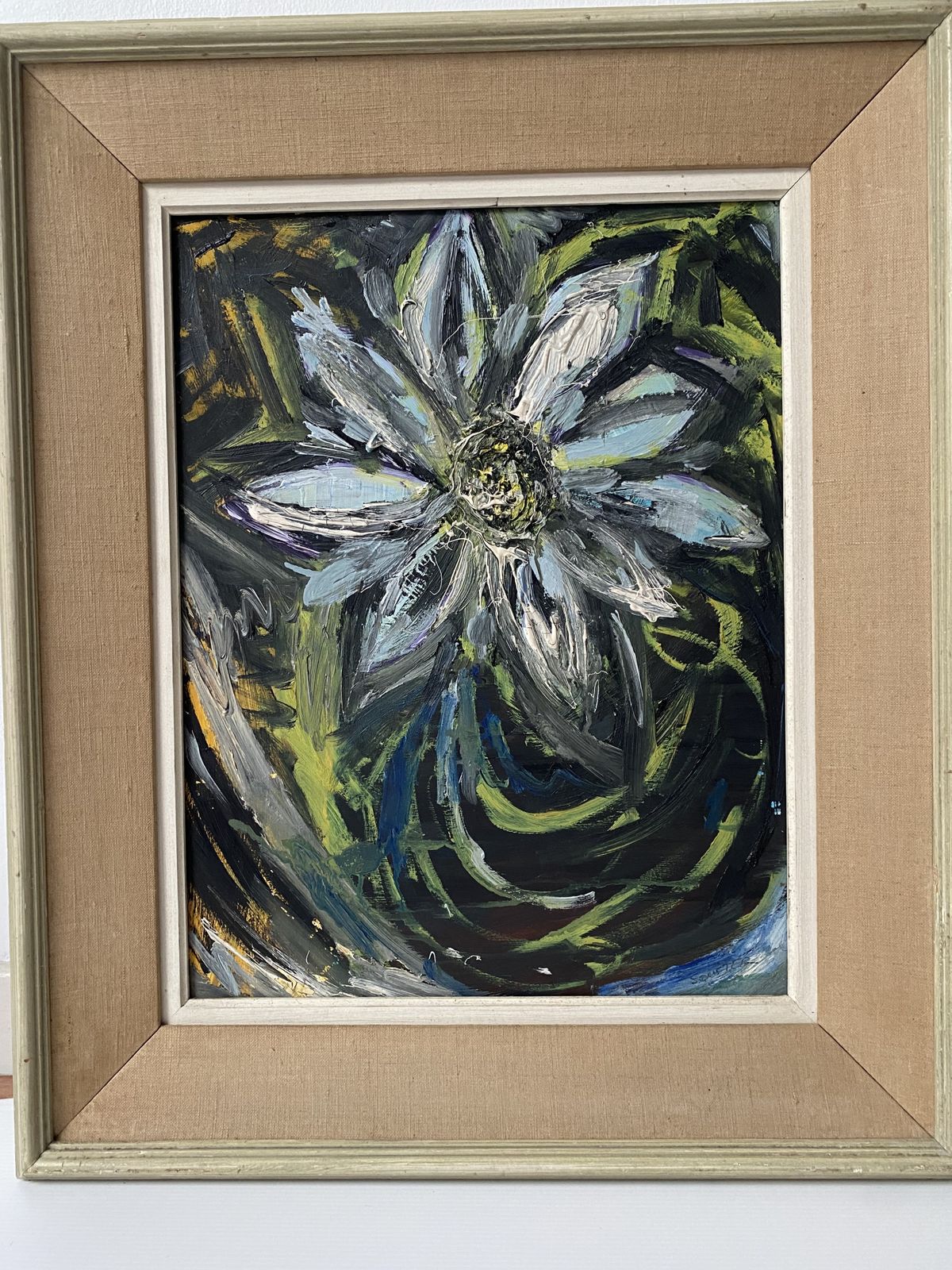 Mid Century Oil Painting Large Flower Signed Souster photo buy