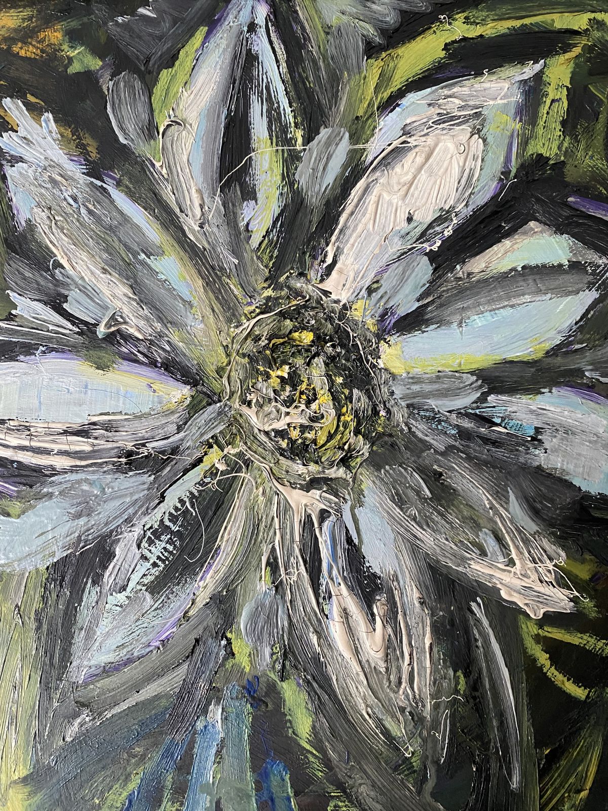 photo for sale Mid Century Oil Painting Large Flower Signed Souster
