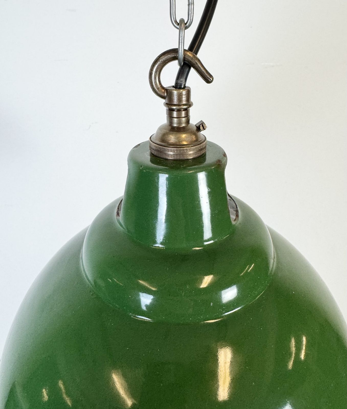 Industrial Green Enamel Factory Pendant Lamp From Maxlume, 1960s photo buy