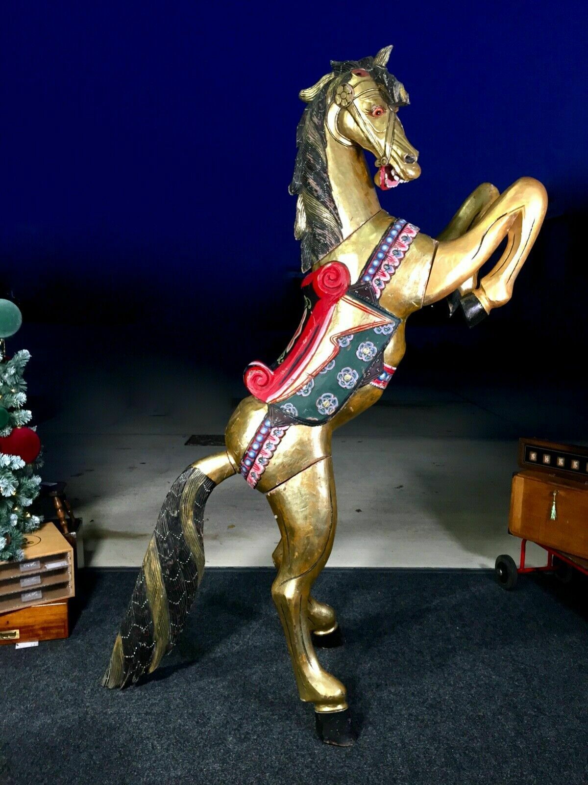 Antique Edwardian Period Solid Wood Fairground Carousel Ride Horse C.1900 Large photo vinterior