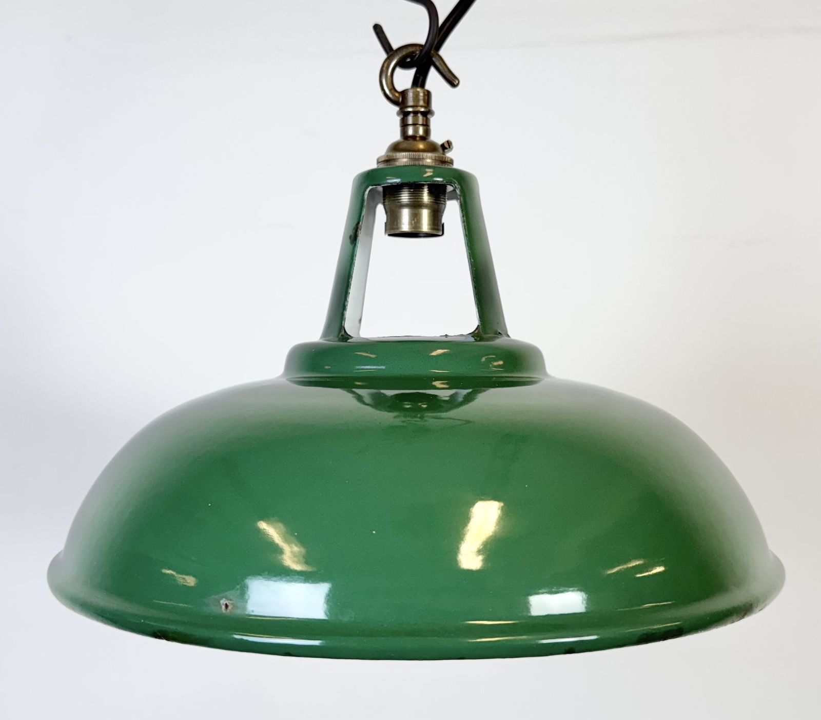 Industrial Green Enamel Factory Pendant Lamp, 1960s photo for sale