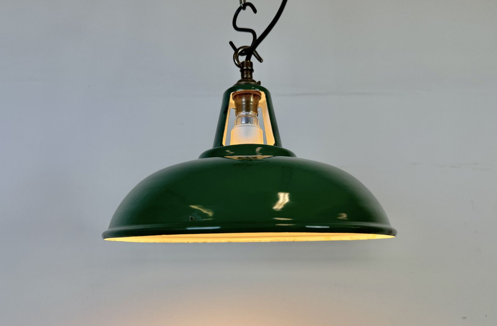 Industrial Green Enamel Factory Pendant Lamp, 1960s photo buy