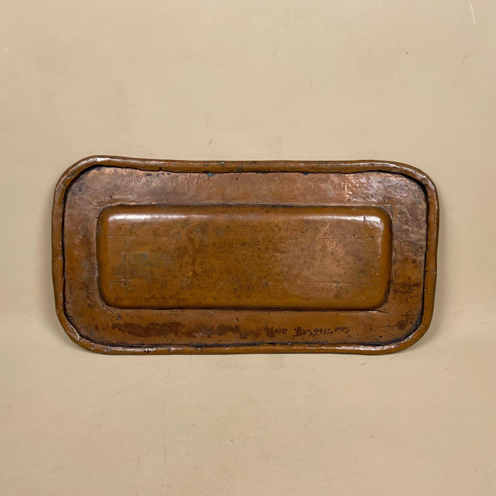 photo for sale Antique Metal Copper Indian Patterned Tray 31 By 16cm Plate Asian Handmade Etched Intricate Decorative Wall Rectangle Vintage Handmade Heavy