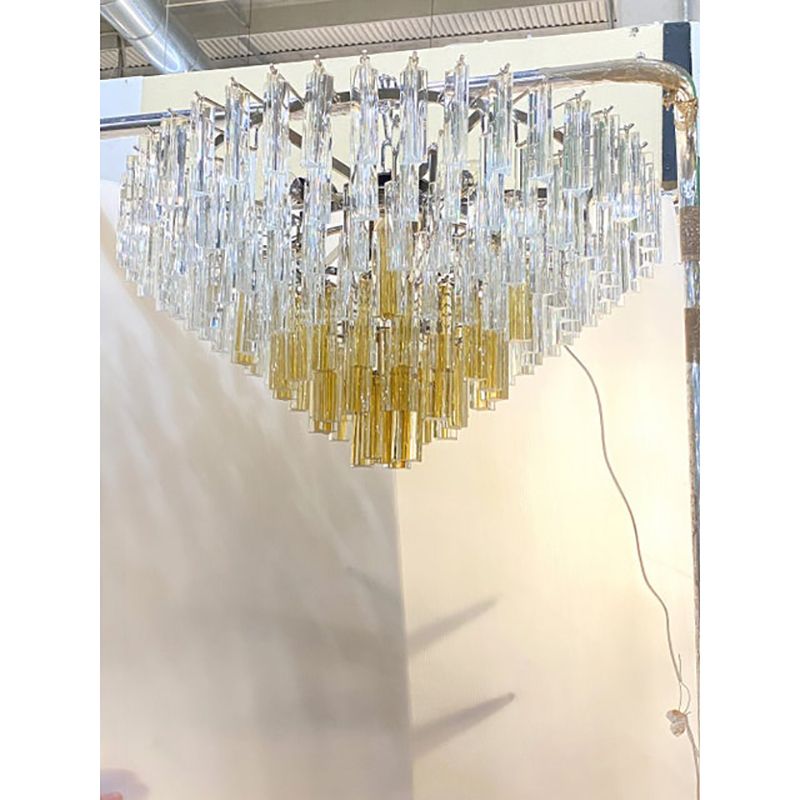Vintage Amber "Quadriedro" Murano Style Glass Chandelier photo furniture