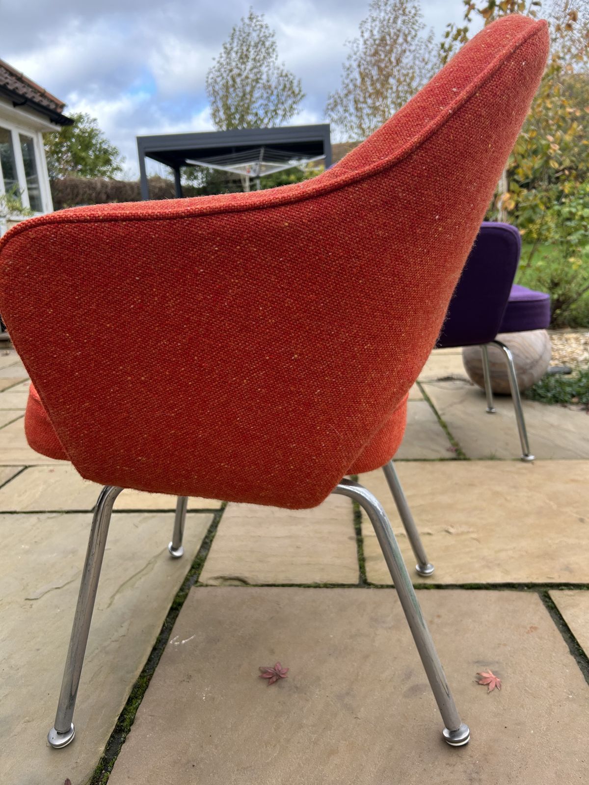 Saarinen Conference Chairs, Orange Upholstery, Polished Legs photo furniture