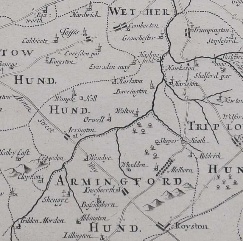 Sutton Nichols, Map Of Cambridgeshire, 18th Century Engraving By Sutton Nicholls photo 559.0