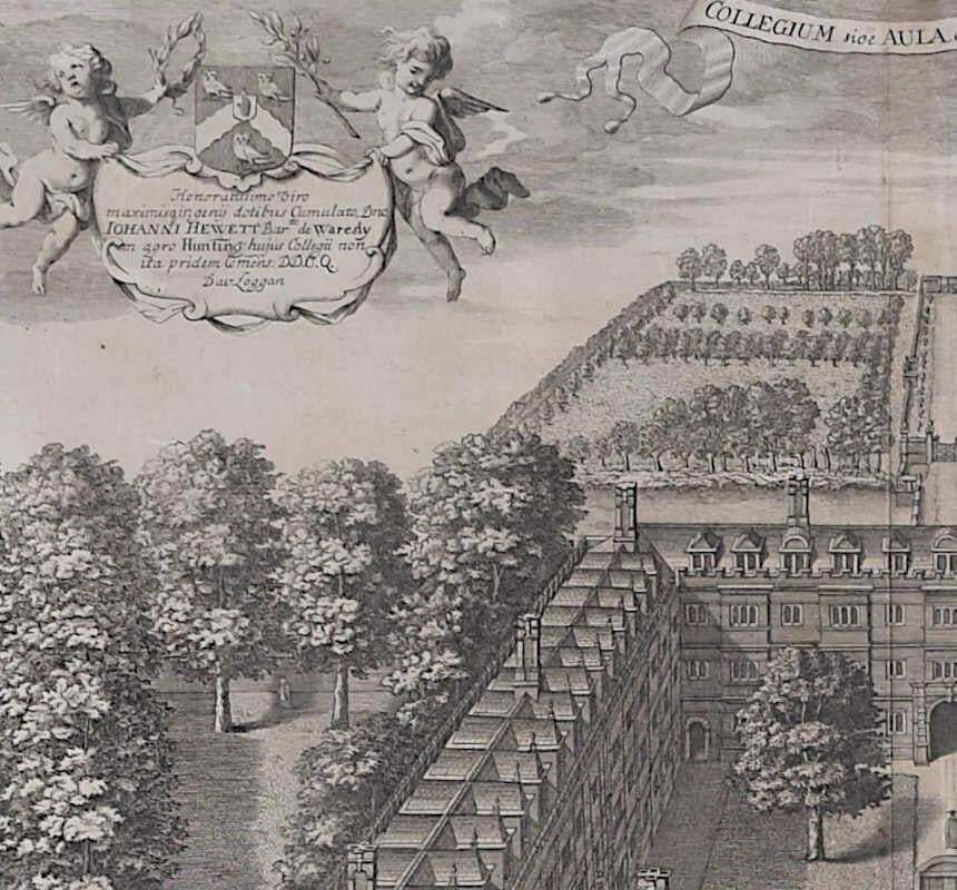Pieter Van Der Aa, Clare College, Cambridge (Aerial View) By David Loggan, 1727 photo furniture