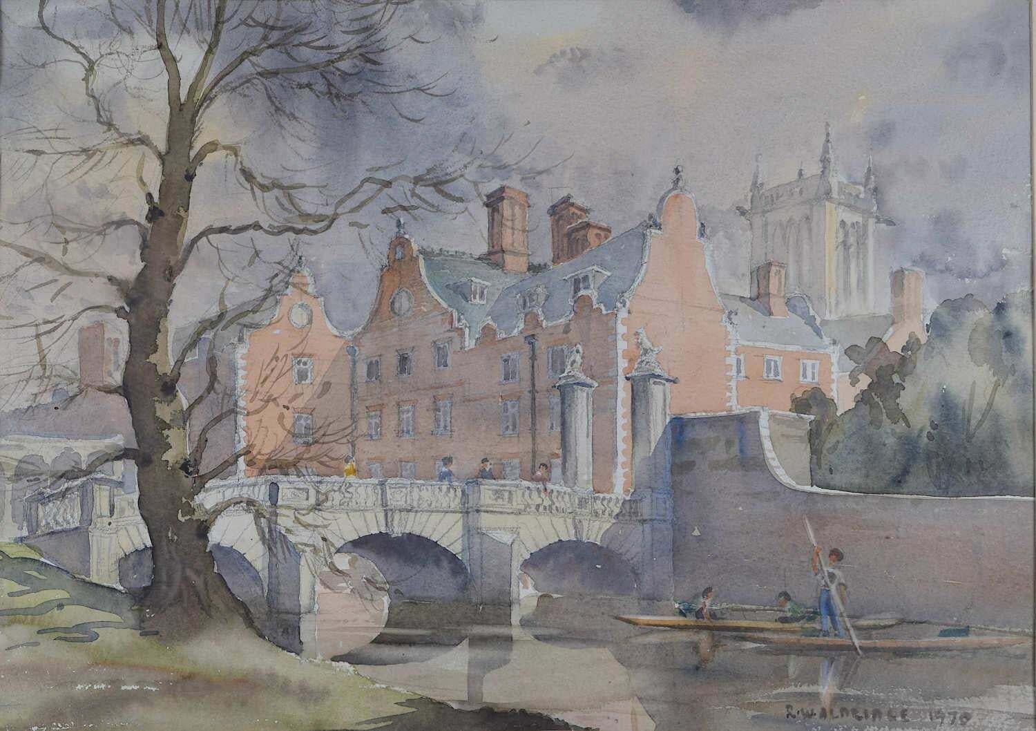 Rowland De Winton Aldridge, St John's College Cambridge, Watercolour Painting, C. 1980s