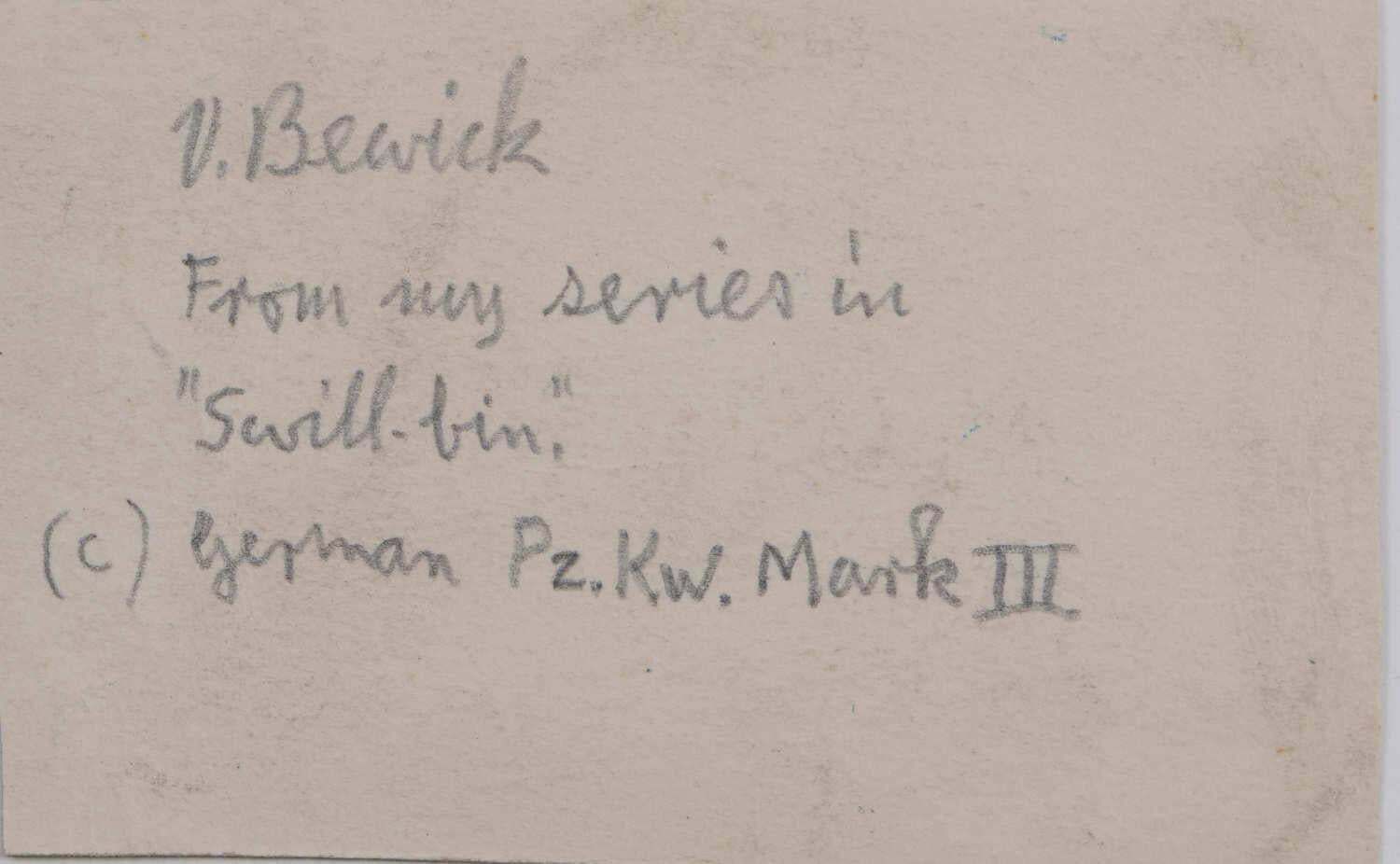 Vivian Bewick, Second World War Swillbin Painting, German Pz.Kw.Mark III, 1941 photo 528.0