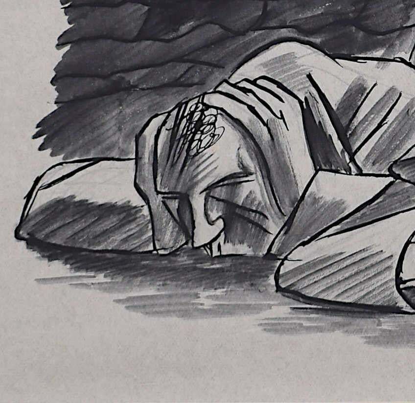 Cecil Keeling, Taking Cover In The Trenches, Second World War Drawing By Cecil Keeling photo for sale