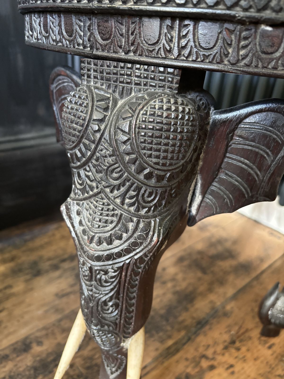 Heavily Carved Elephant Table Early Example Not A Recent Reproduction photo furniture