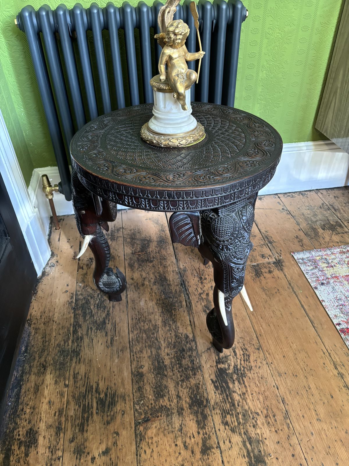 Heavily Carved Elephant Table Early Example Not A Recent Reproduction photo buy