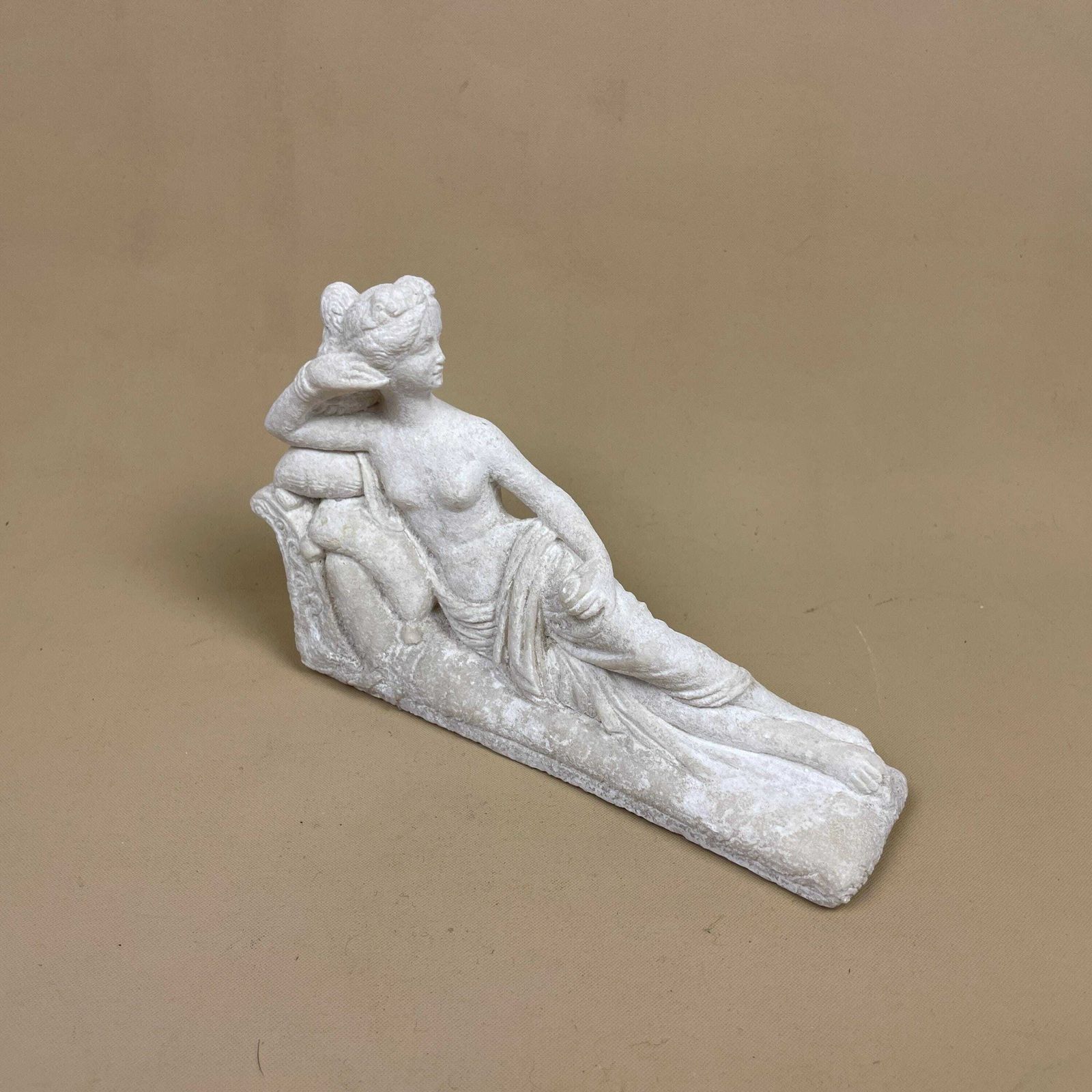 Handmade Stone Carved Italian Women Body Torso Wood Ornament Sculpture Decorative Carved Hand Carved White Vintage Art Object Lady Laying photo furniture