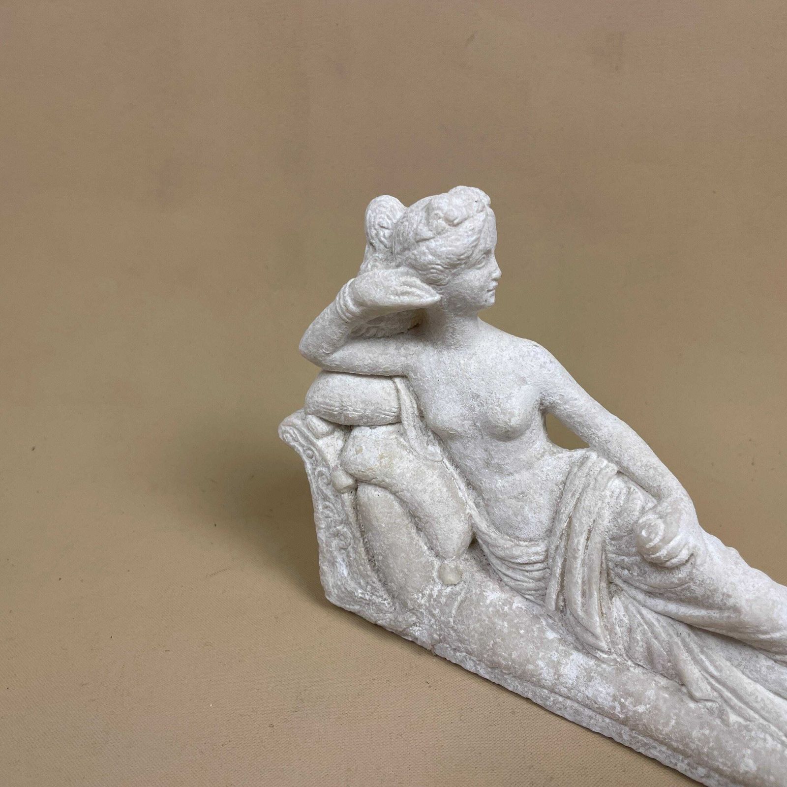 Handmade Stone Carved Italian Women Body Torso Wood Ornament Sculpture Decorative Carved Hand Carved White Vintage Art Object Lady Laying photo for sale