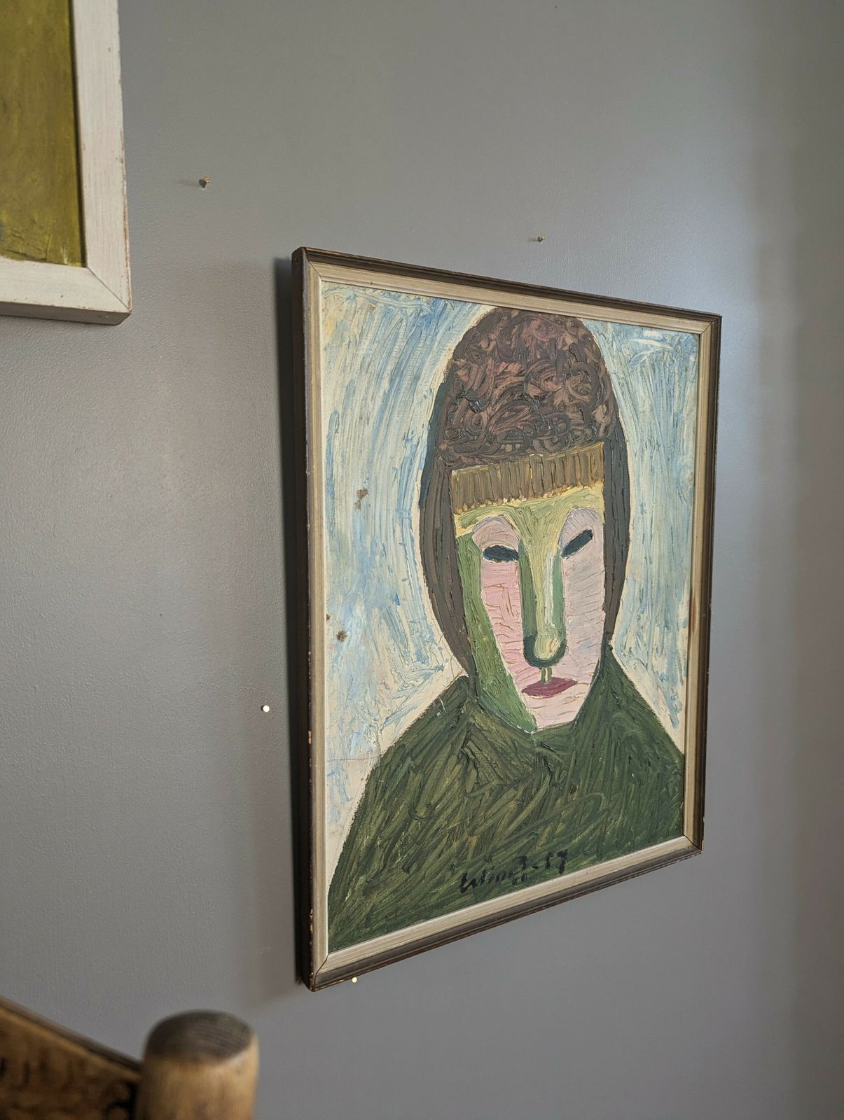 Behind The Mask Oil Painting, 1950s photo buy
