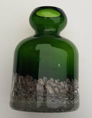 Green Glass Vase With Silver Particles From Gral Glas, 1970s
