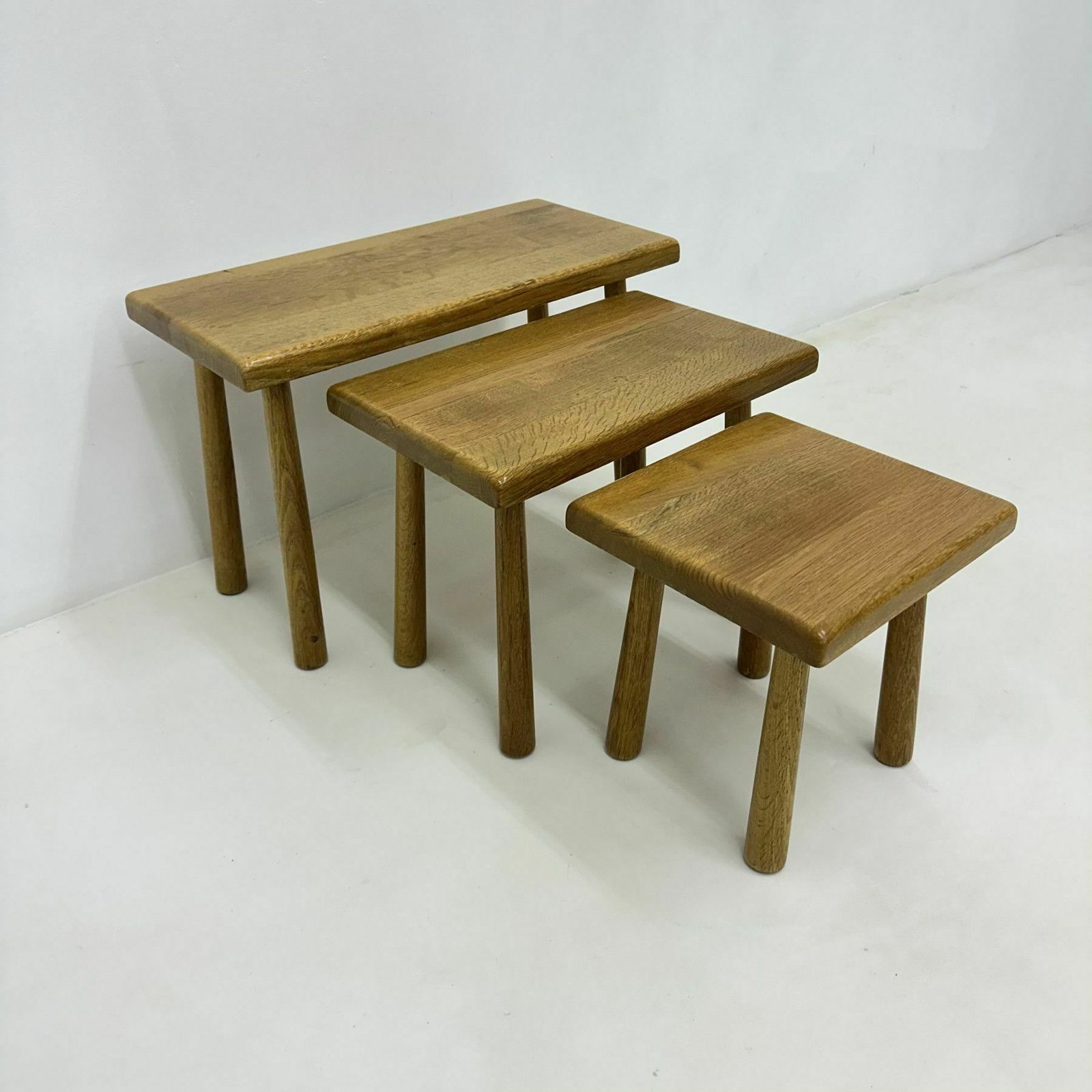 Set Bijzettafels Massief Eikenhout, Brutalist, Jaren 1970 photo furniture