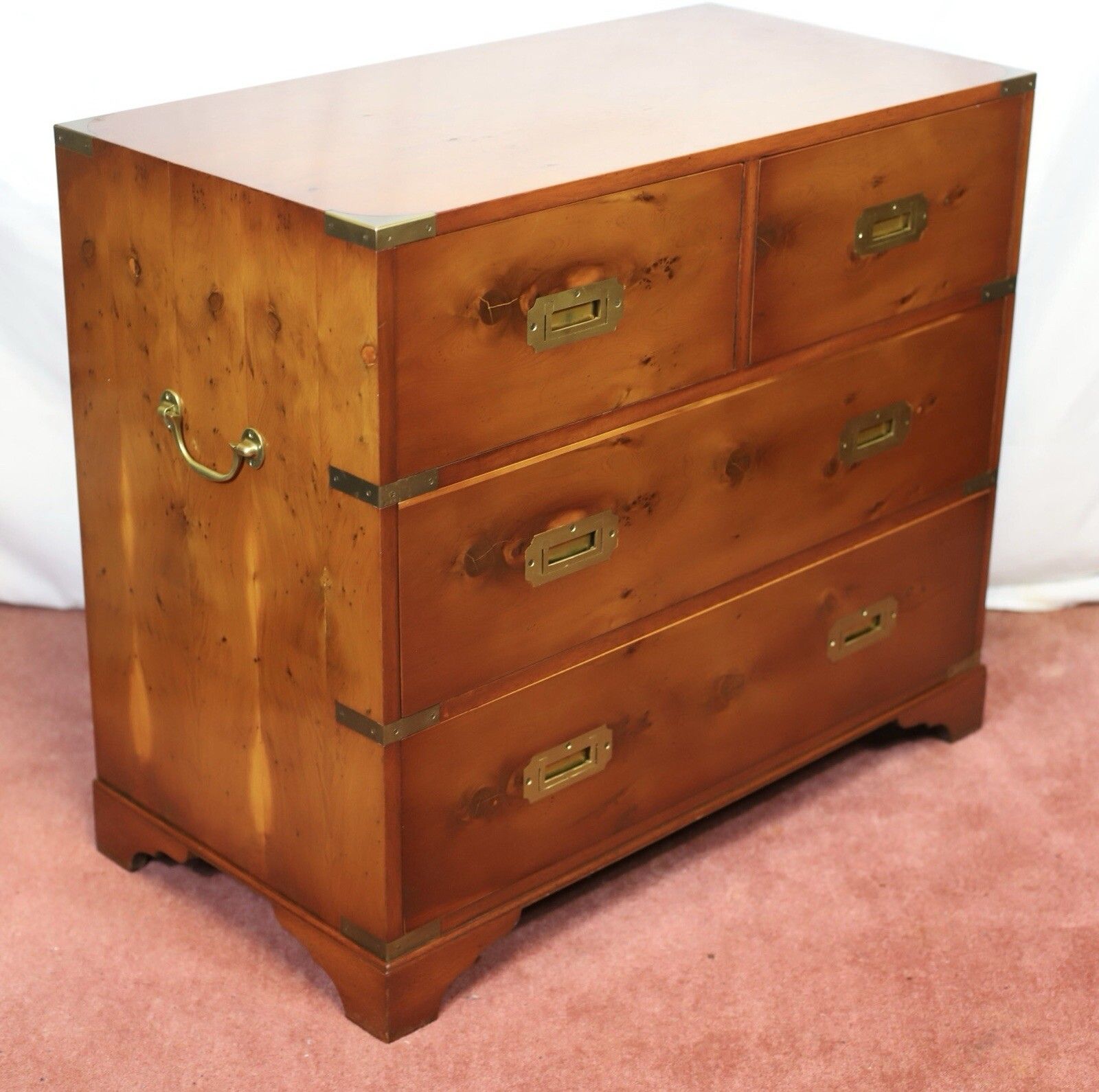 Lovely Yew Wood Military Campaign Style Chest Of Drawers photo Furniture