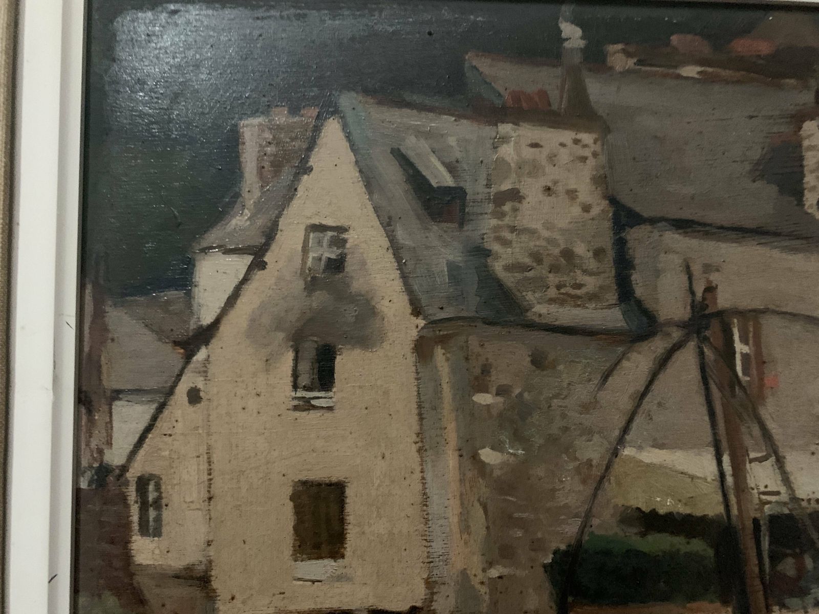 587.775 Framed Oil On Canvas "View Of The Port" 20th Century photo