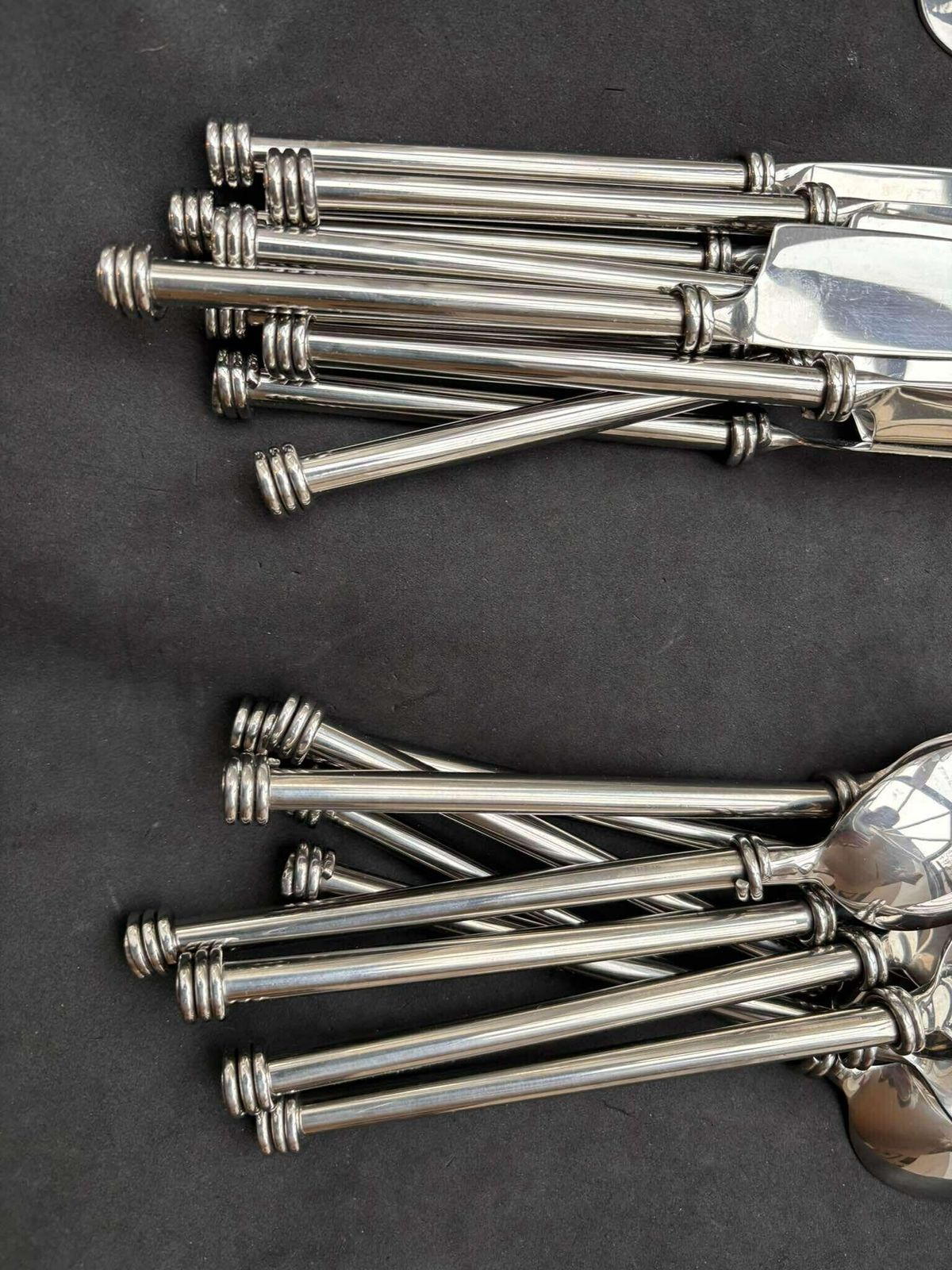 Set 27 Flatware Twist Cutlery Twisted Forged Brutalist Decor Medieval Viking Postmodern Flatware Handmade 9 Couple Gift Wedding photo 291.0