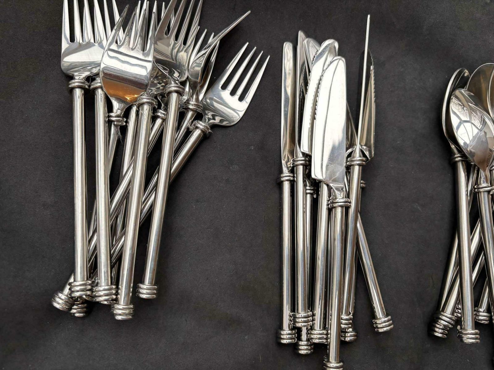 Set 27 Flatware Twist Cutlery Twisted Forged Brutalist Decor Medieval Viking Postmodern Flatware Handmade 9 Couple Gift Wedding photo buy