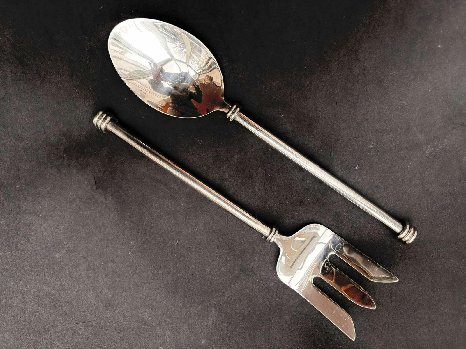 photo for sale Set Of Salad Servers Wire Swirl Flatware Twist Cutlery French Twisted Spiral Ends Brutalist Decor Medieval Style Couple Gift Wedding