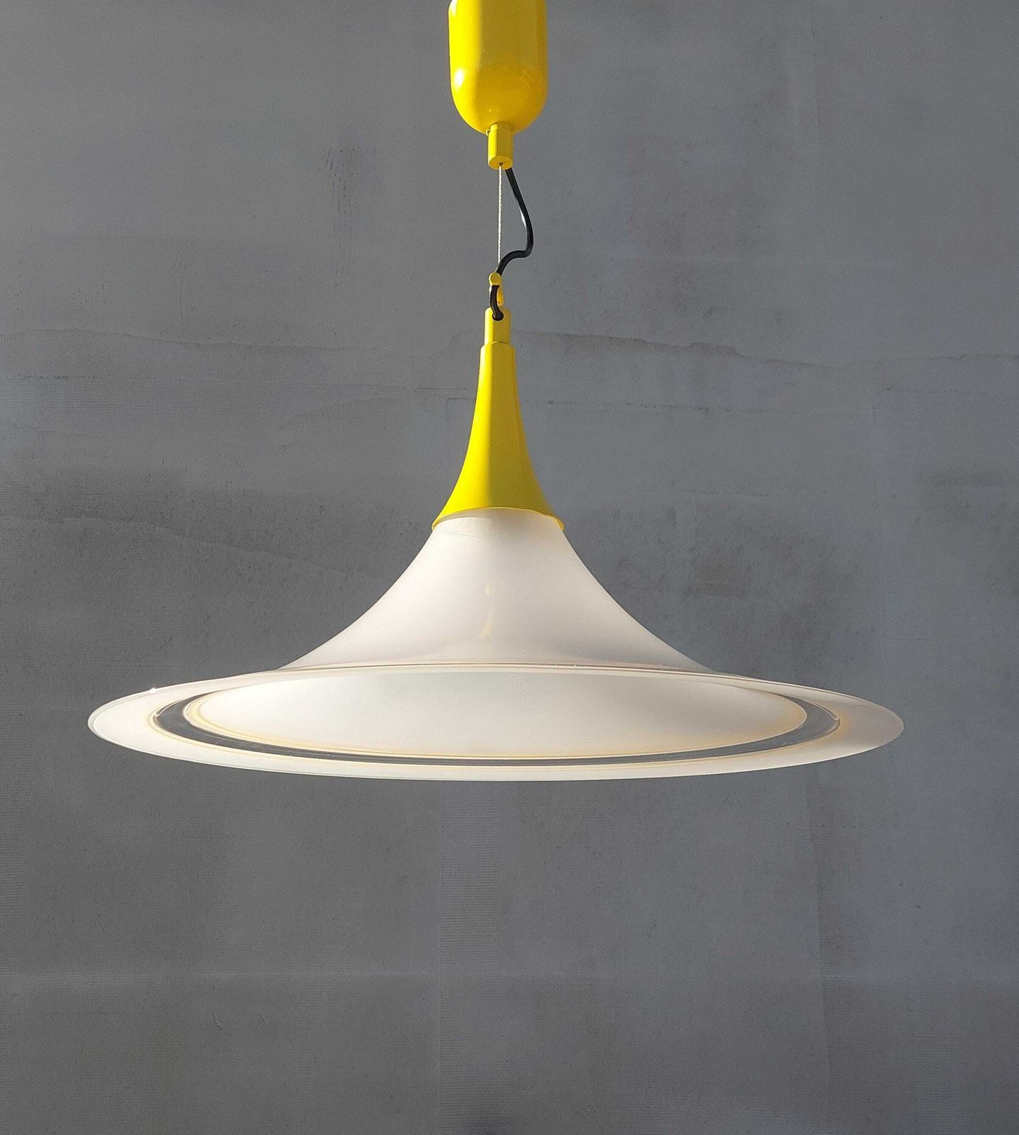 Xl Mid Century Murano Pendant Lamp /Murano Glass Chandelier /Murano Trumpet Pendant Lamp/ Retro Trumpet Pendant Lamp /Murano/Italy /70's photo Lighting