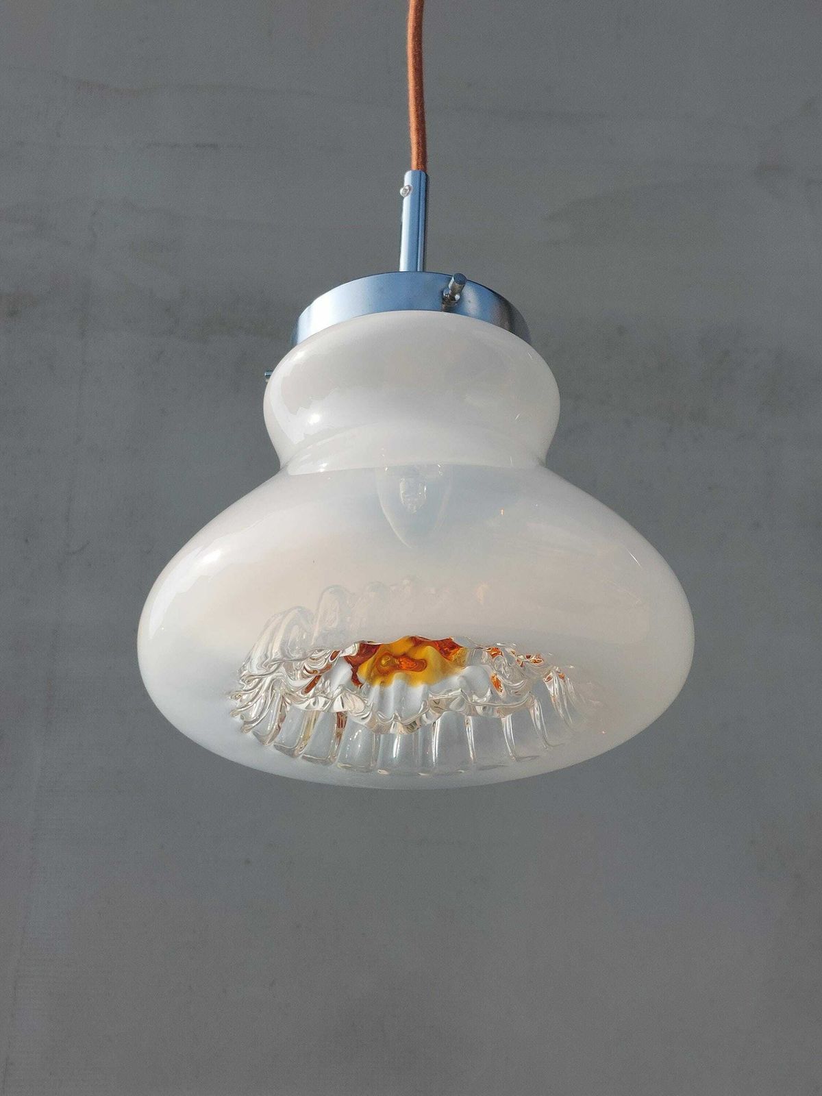 1 Of 3 Vintage Murano Glass Pendant Light / Mazzega Style/ Mcm Murano Glass Lamp / Retro Pendant Light/ Murano Art Glass / Italy /70's