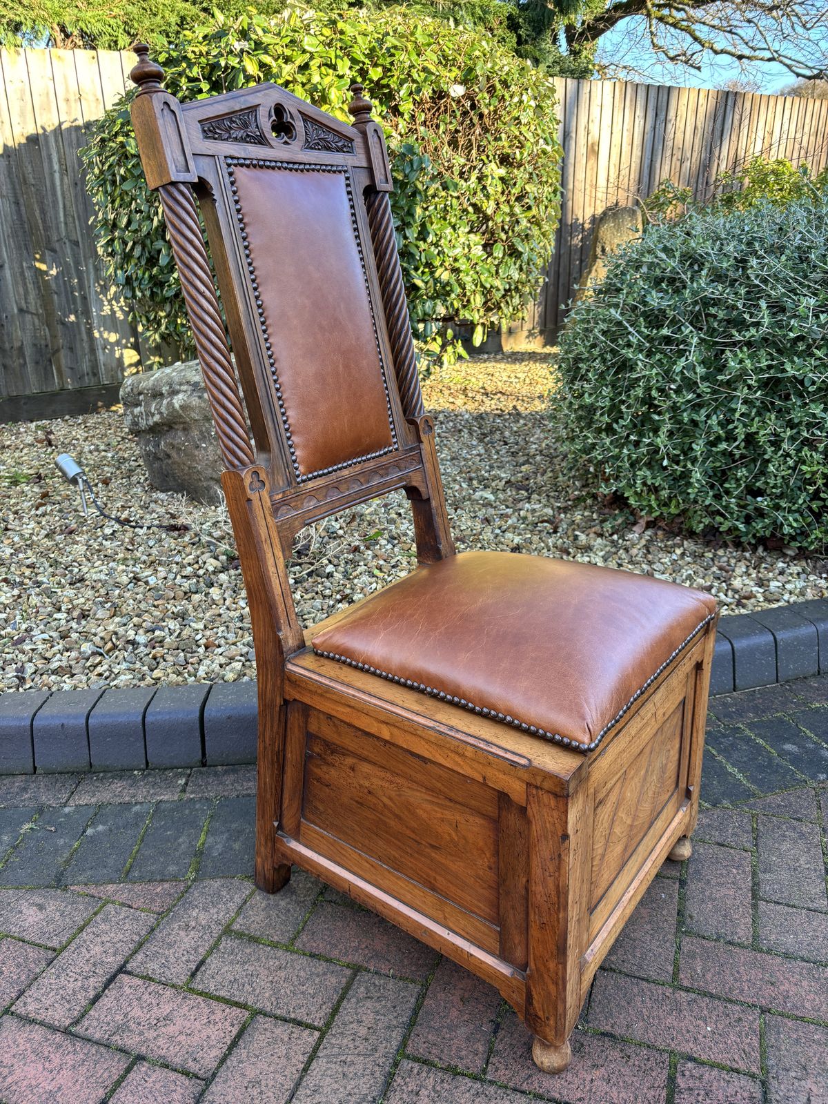 Gothic Revival Walnut Chair, 1800s photo for sale