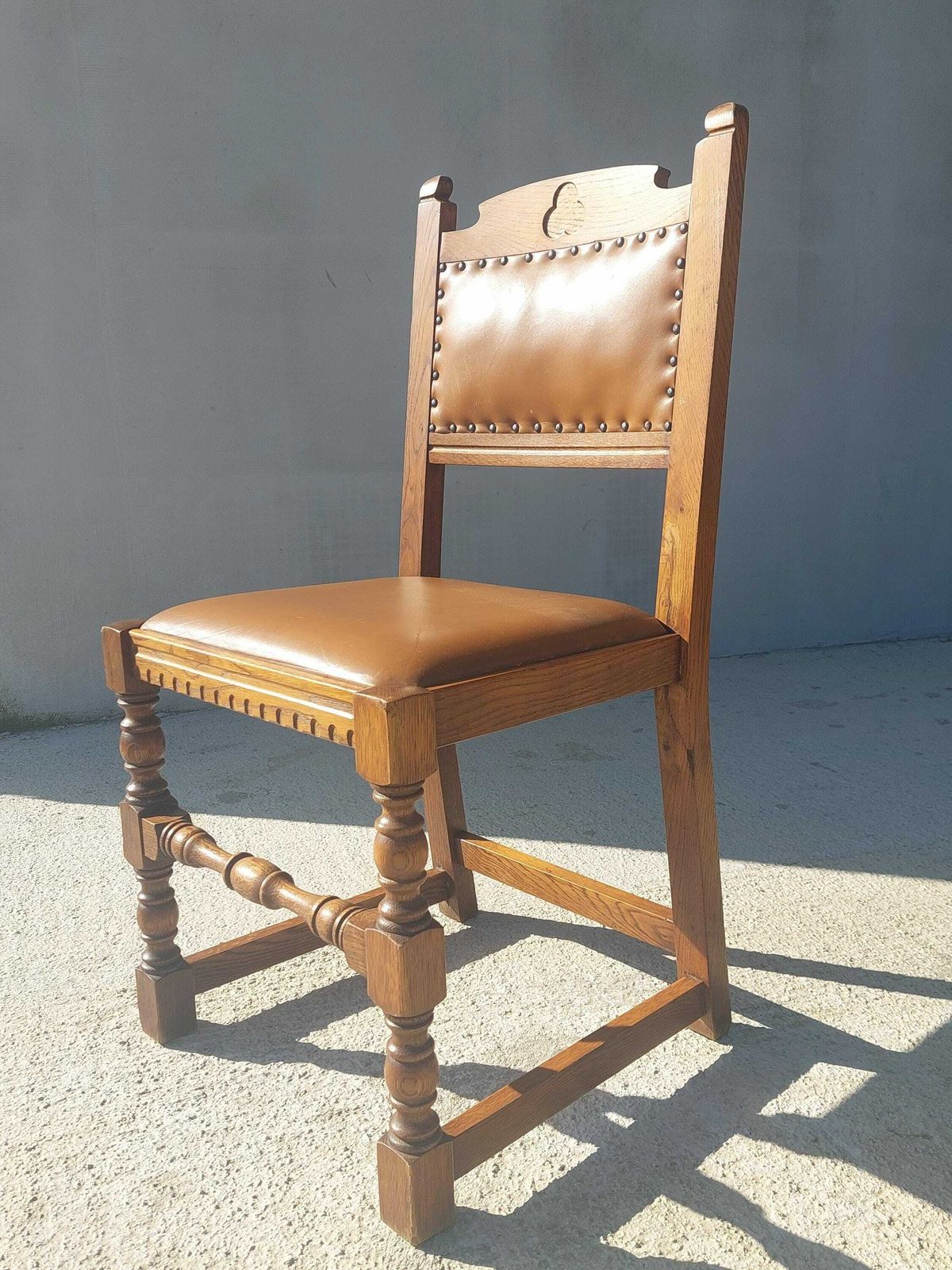 Vintage Dining Chair / Rustic Dining Chair/ Vintage Cottage Chair/ Massive And Leather Chair/ Retro Chair/ Mcm Chair/ Rustic Design/70's