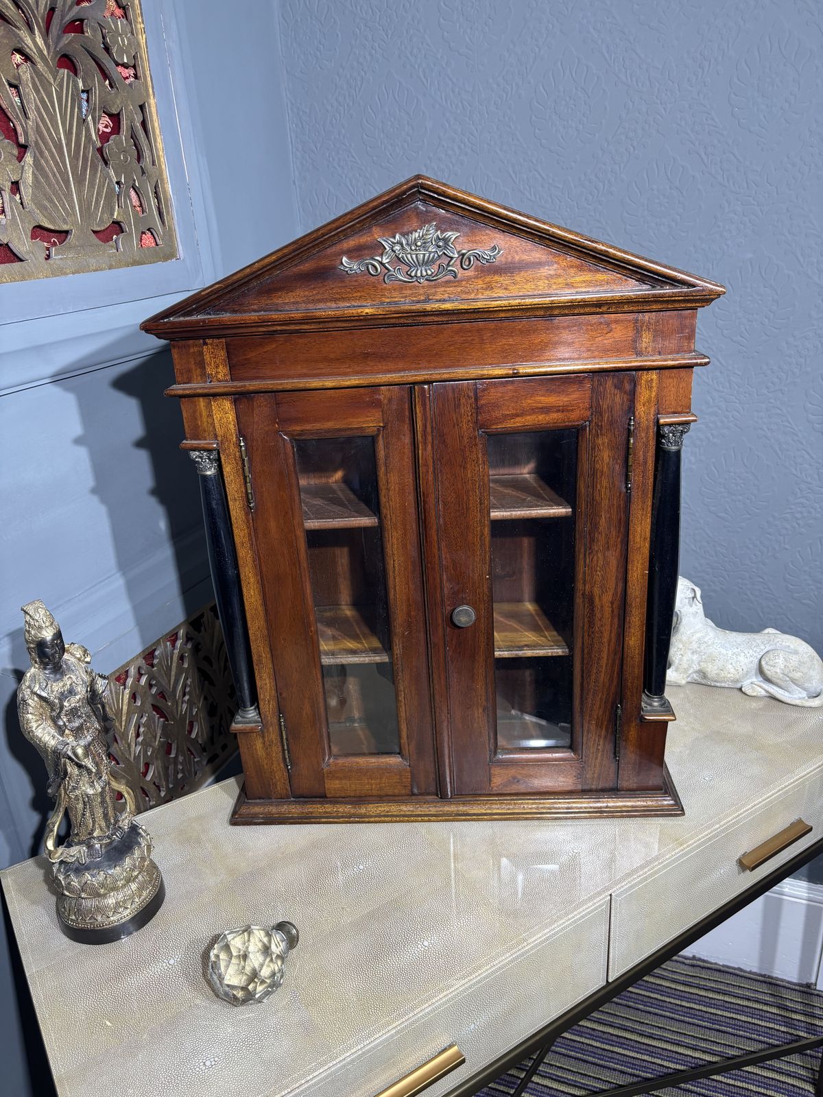 Small Mahogany Palladian Style Glazed Wall Cabinet photo Furniture