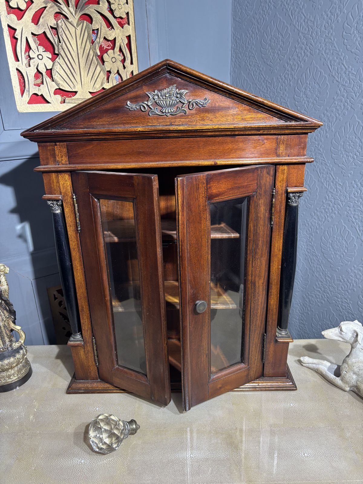 Small Mahogany Palladian Style Glazed Wall Cabinet