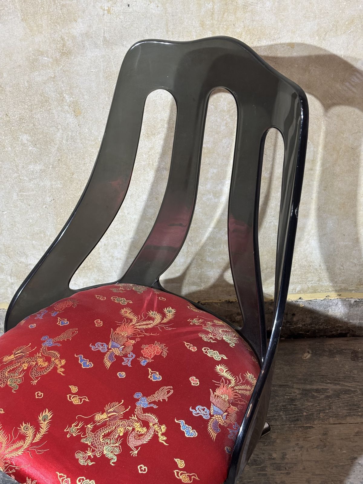 1960s Swivel Dining Chair Perspex Back And Oriental Silk Upholstery photo furniture