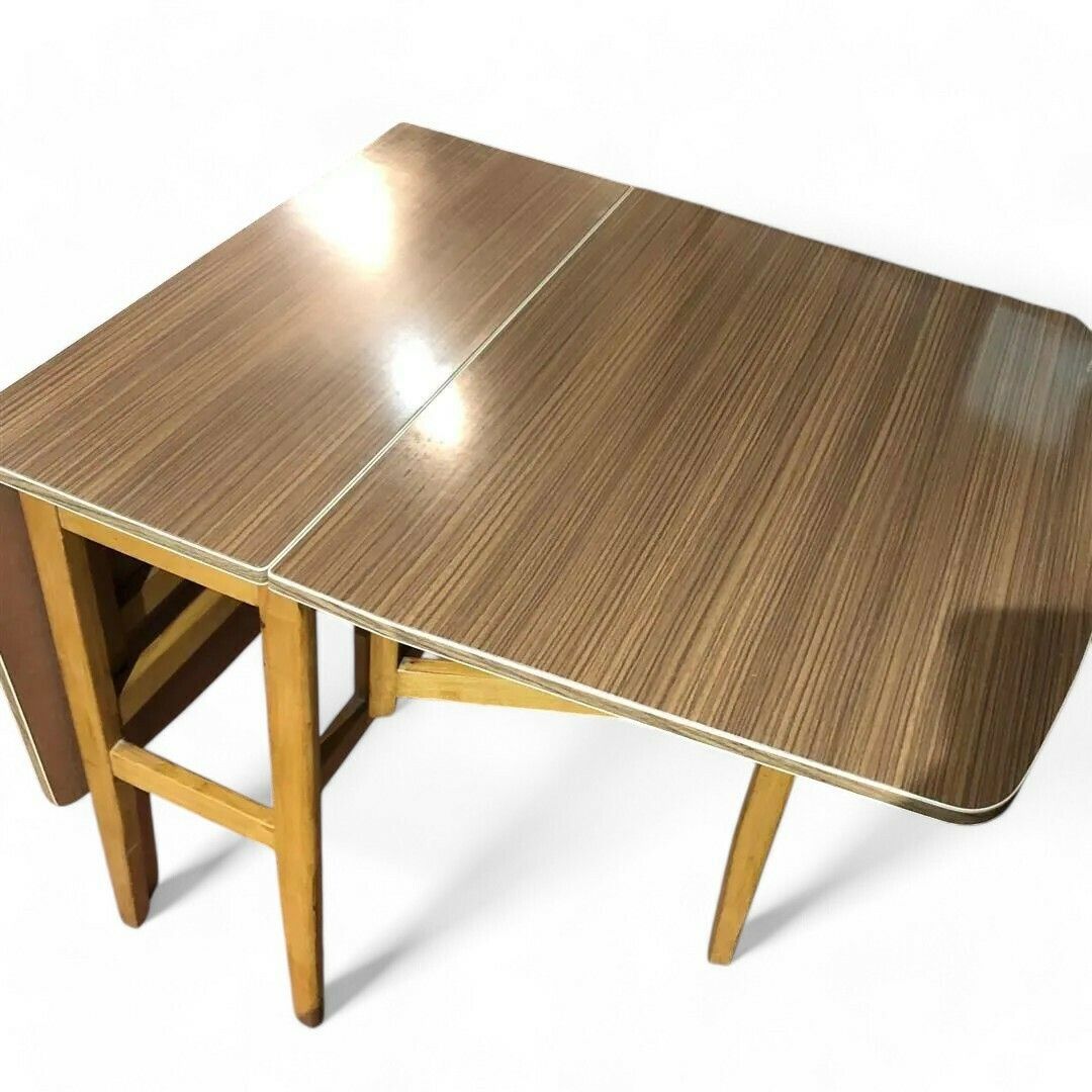 Mid Century Extending Kitchen Dining Table Beech Wood With Formica Top 1960s