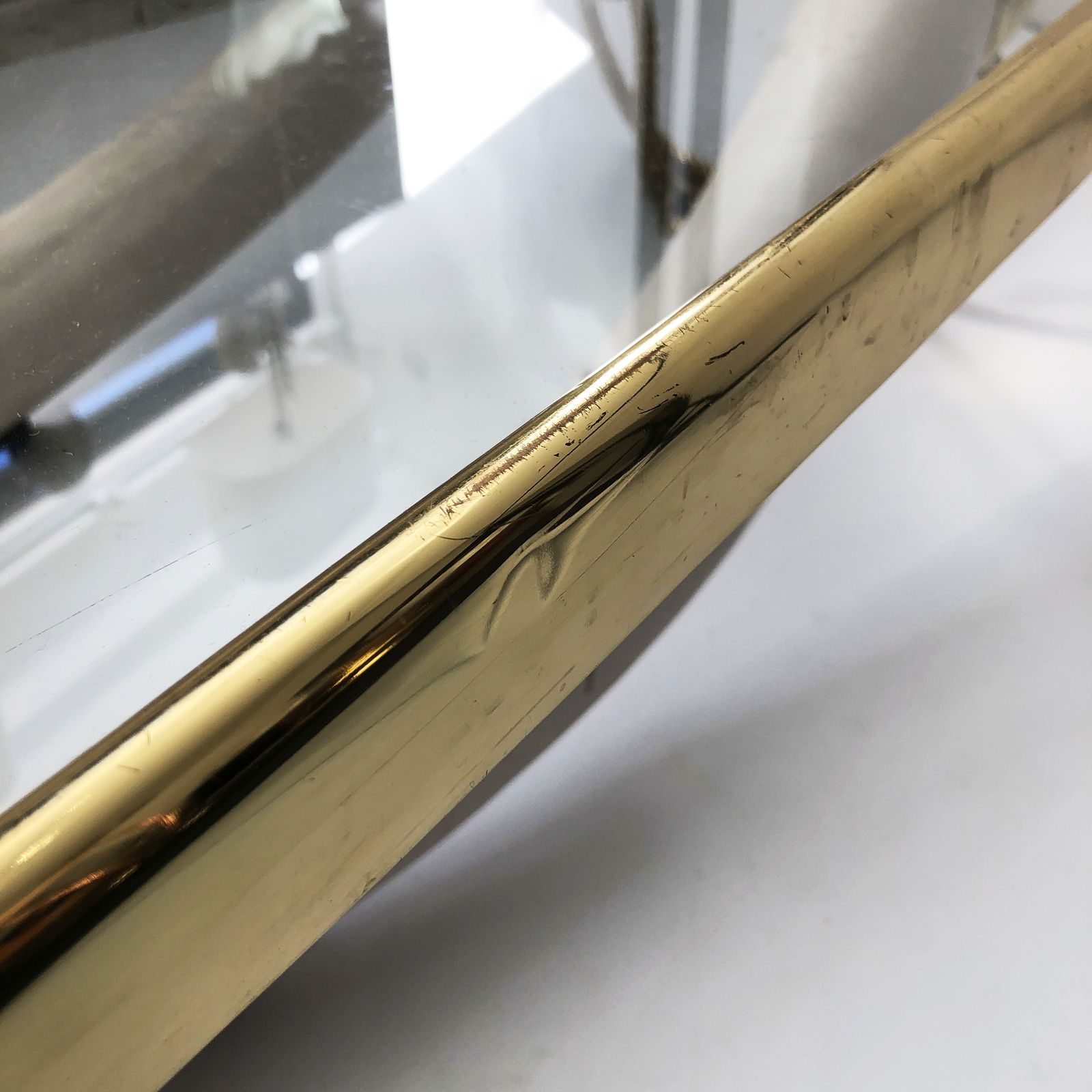 Xl Valenti Faux Tusk Coffee Table Spanish 1970s Hollywood Regency Midcentury Glass Brass Gold photo vintage