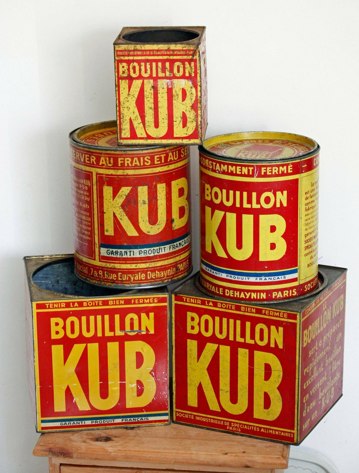 photo furniture Kub Bouillon Tin   Vintage Large 23cm Metal Retro French Country Kitchen Utensil Holder Flower Planter Off The Wall Clocks