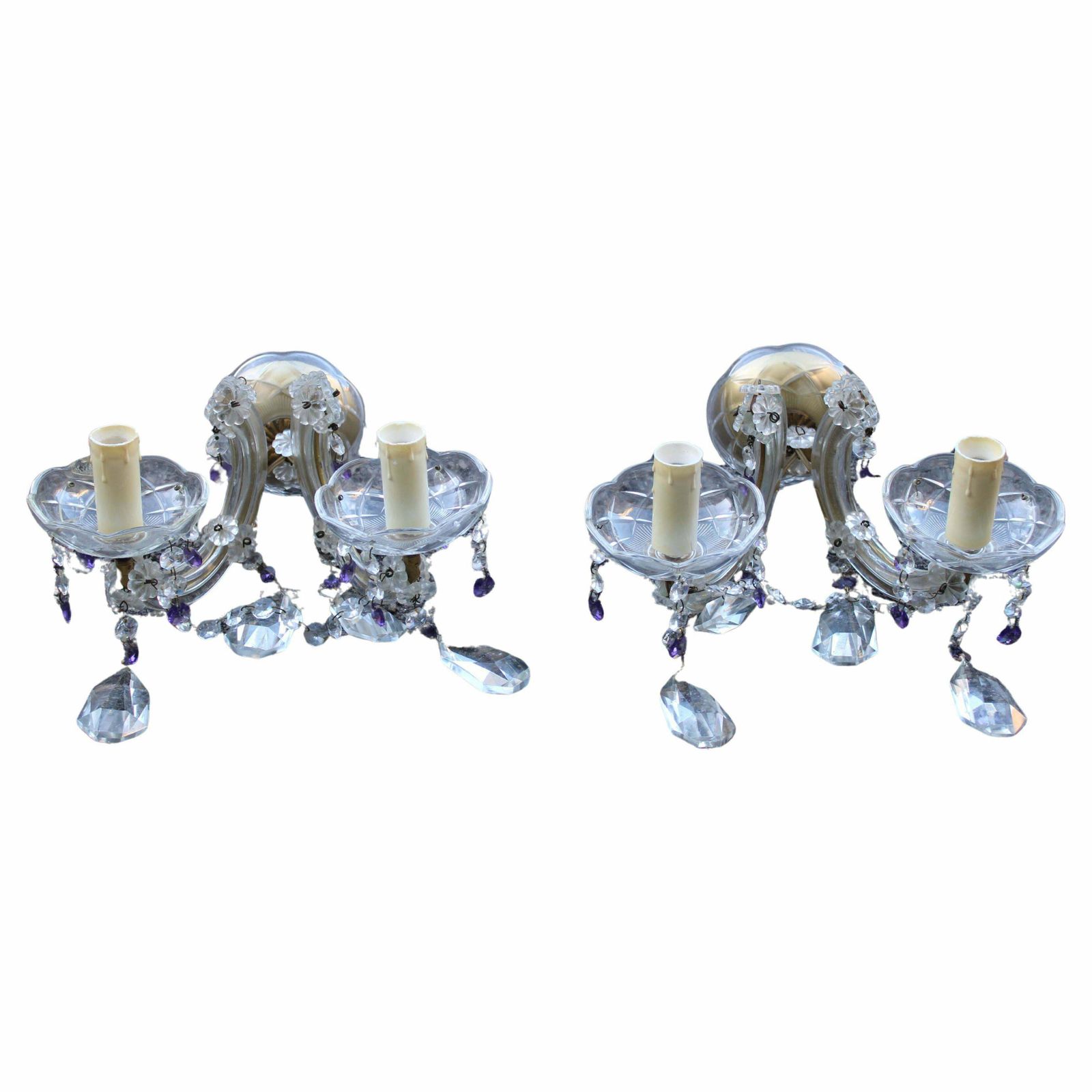 Pair Of Maria Theresa Mid Century Crystal Wall Lamps